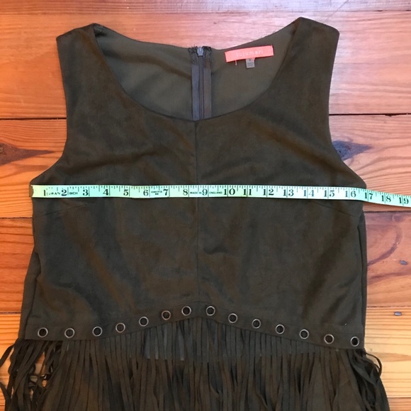 Lulumari Green Fringe Suede Romper, EUC, M - Picture 6 of 16
